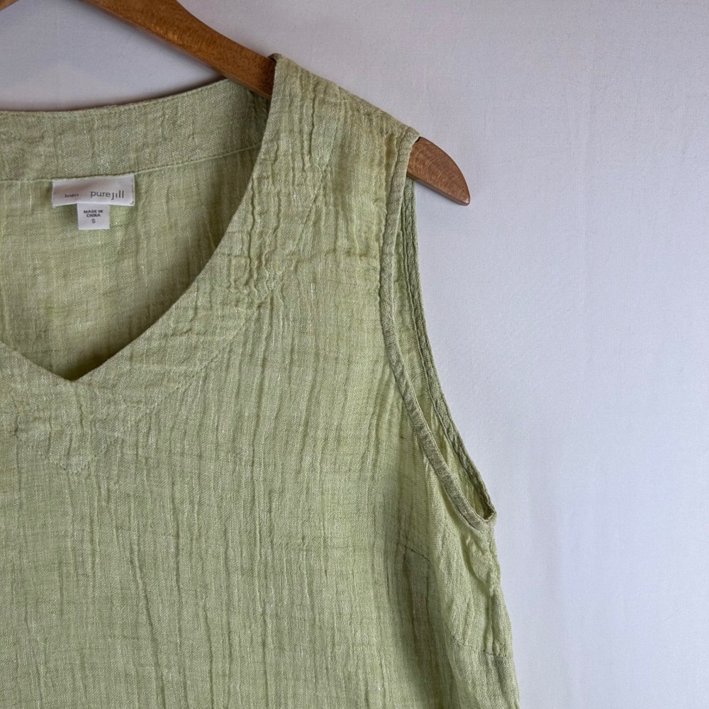 Pure Jill J Jill Womens Small Green 100% Linen Tunic Top V-Neck Coastal Grandma - Picture 8 of 8